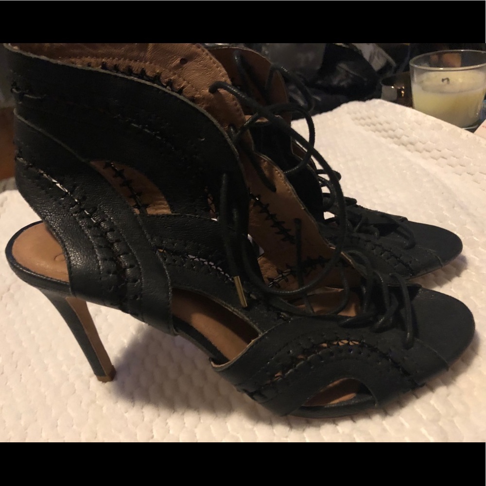 Joie Black Lace Up Heel